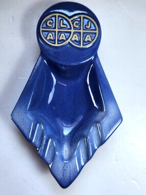 Vintage Beauce Pottery Blue Ashtray St Joseph 1261 Quebec Mid Century Ceramic